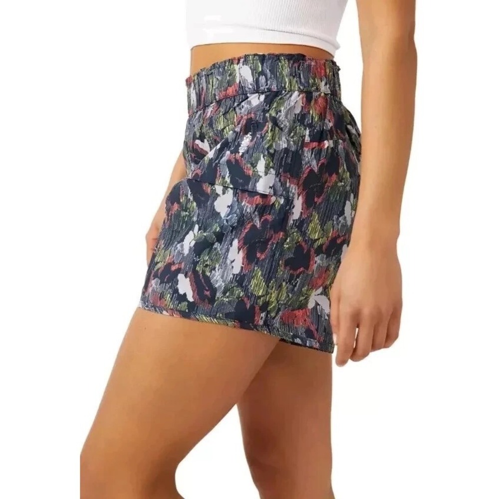 Free People FP Movement Running Shorts‎ Sz S Blue Multicolor In the Wild Graphic